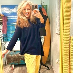 💙Louise Orop,Italy, Rich Navy Asymmetrical Sweater Tunic, Sinfully Soft,EUC, XL